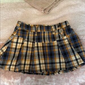 Free people Plaid Mini Skort in Blue and Yellow